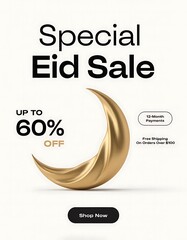Special Eid Sale Up To 60 Percent Off With Golden Crescent Moon