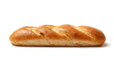 Naklejka premium Long baked bun with crispy crust on plain white background