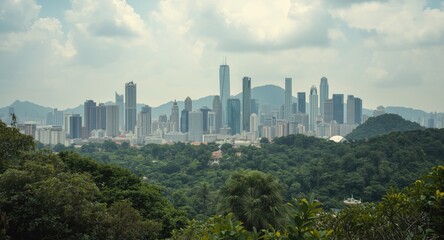 Obraz premium Urban backdrop featuring sustainable city planning and natural resource conservation