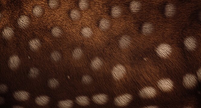 Close up detailed texture of fallow deer fur featuring natural spots in warm earthy tones
