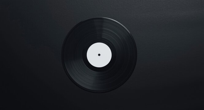 Isolated 45 RPM vinyl record featuring plain label on dark background
