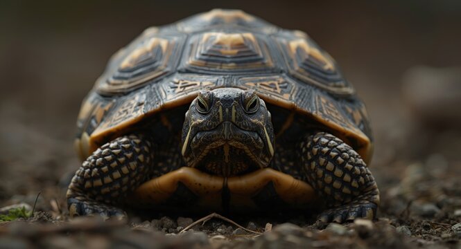 Close up nature shot of a North American box turtle revealing shell texture