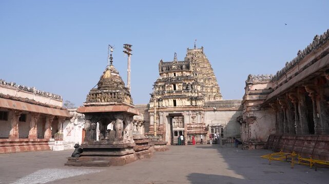 Stone Temple Complex Ruins in Hampi Karnataka