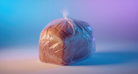 Fototapeta premium Plastic freezer bag containing preserved bread loaf