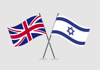 Fototapeta premium United Kingdom and Israel vector flags with design for political themes