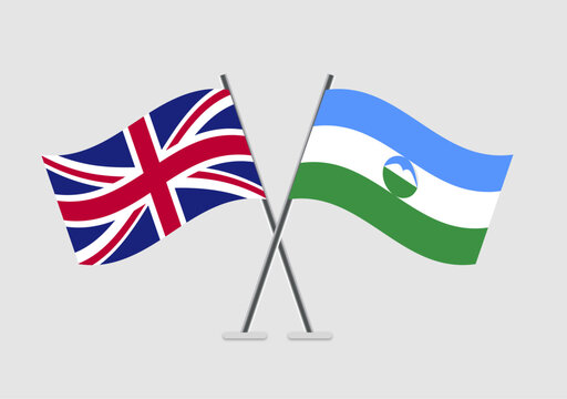 United Kingdom and Kabardino-Balkaria vector flags crossed for cultural themes
