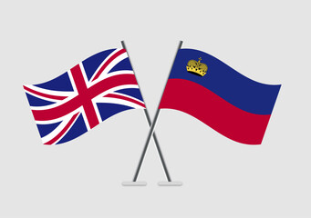 Fototapeta premium United Kingdom and Liechtenstein vector flags in patriotic flat graphic style