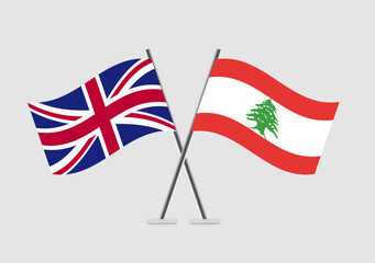 Fototapeta premium United Kingdom and Lebanon vector flags showing dual-country harmony