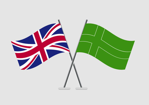 United Kingdom and Ladonia vector flags shown in mirrored diplomacy