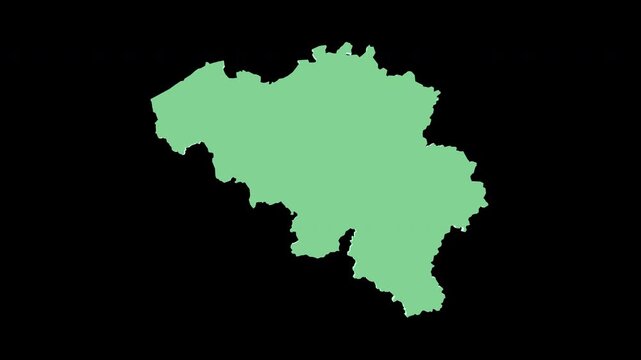 Belgium green 3D map spin perfect 10 second loop black background