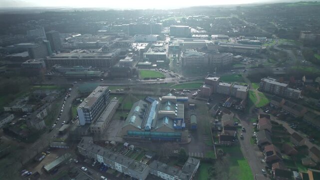 Cloudy Afternoon At Basildon, Essex, Aerial Drone View