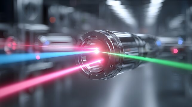 Detailed depiction of dynamic glowing energy beams in a scientific context illustrating a precise moment in spectroscopy research with abstract visual effects