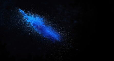 Obraz premium Black textured backdrop with dynamic blue powder throw and glitter sparkle