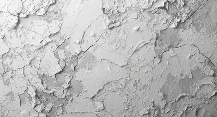 Obraz premium Artistic monochrome capture of textured white wall paint peeling with a winter freeze effect