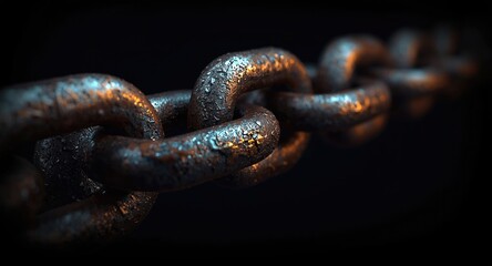 Fototapeta premium Magnification of a thick metal chain with heavy links