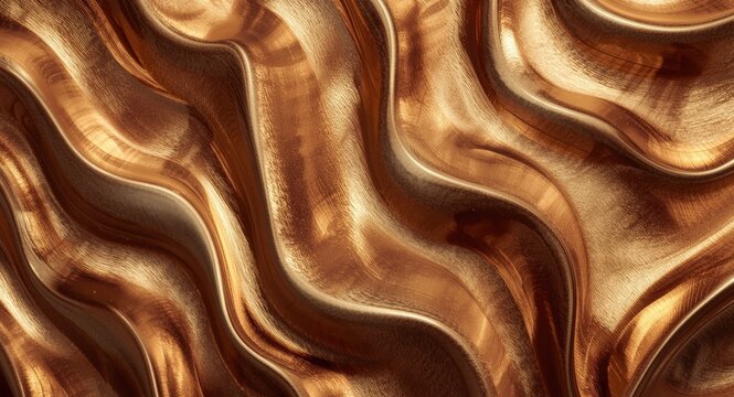 Wavy abstract pattern combining golden shine and deep brown tones