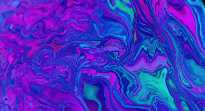 Colorful flowing liquid acid texture with abstract marbled background
