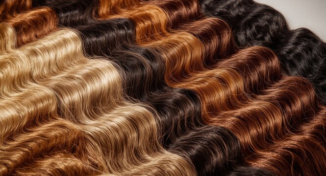 Collection of synthetic wavy hair extensions in assorted styles