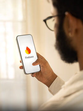 Google Firebase logo is displayed on the screen of a smartphone, in Bangalore, India, on February 28, 2026
