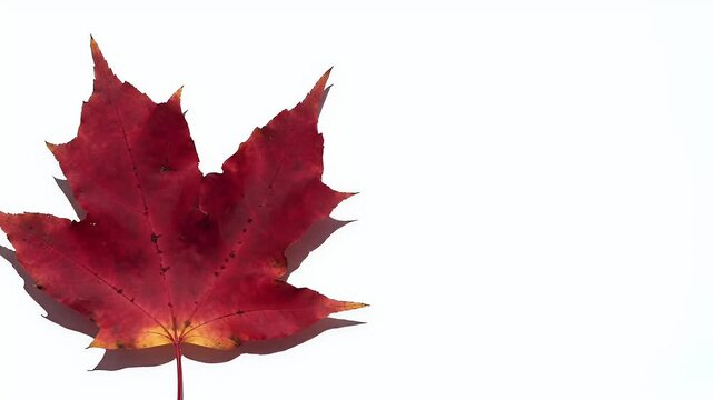 Vibrant red maple leaf isolated on a white background showcasing autumn foliage and seasonal beauty for design projects and marketing materials