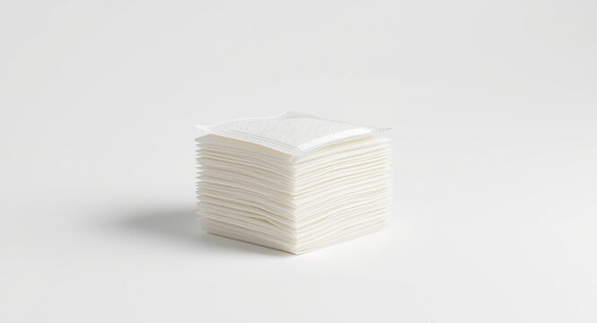 Stack of sterile gauze pads individually wrapped on a pure white background for medical use
