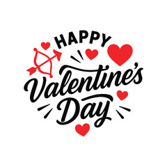 Happy Valentine's Day typography vector illustration on white background