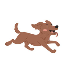 Running Dog Flat Vector Illustration