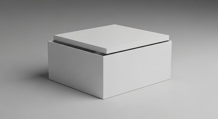Naklejka premium Modern white square presentation box with elevated lid design for premium electronics or luxury goods