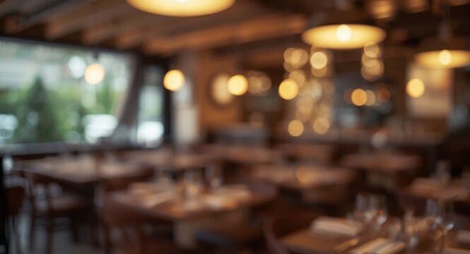 Soft focus abstract background creating warm restaurant ambiance