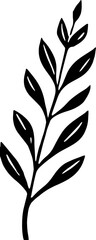 Fototapeta premium Black silhouette of a stylized leaf branch