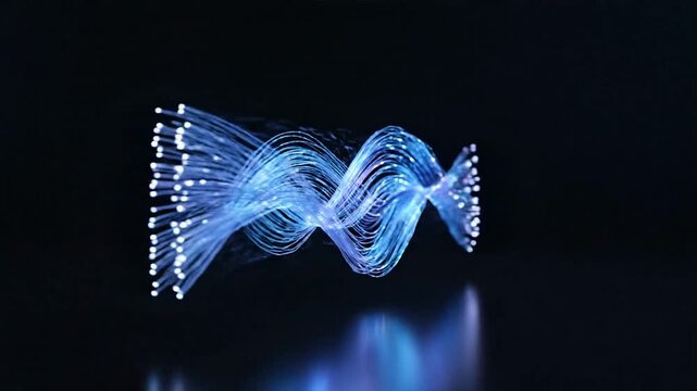 Futuristic digital wave flowing through space with particles, creating a mesmerizing pattern, captured in a high-tech environment from a front viewpoint like (198).mp4