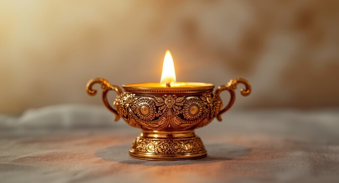 Ornate Pancha Muga Kuthu Vilakku Shining with Happiness