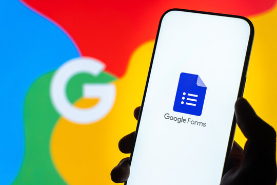 Google Forms logo is displayed on the screen of a smartphone, in Bangalore, India, on February 28, 2026
