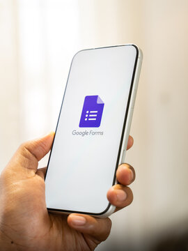 Google Forms logo is displayed on the screen of a smartphone, in Bangalore, India, on February 28, 2026
