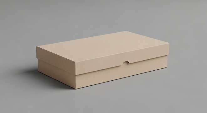 Sleek tan shallow rectangular box with a flush-fitting lid for elegant product presentation and boutique retail branding