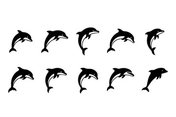 Dolphin Silhouette Vector Set – Jumping Marine Animal Icons for Ocean & Sea Life Design © Vector 4 You