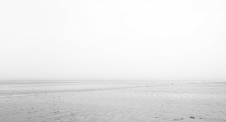 Obraz premium Minimalist photo in monochrome featuring a distant sandy beach perspective