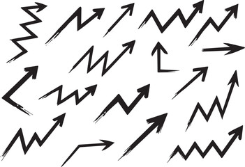 Obraz premium Business growth arrows collection with black hand drawn arrows on white background for marketing