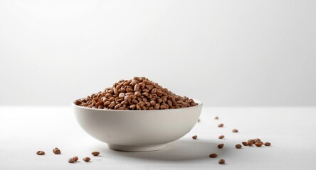 Unprocessed toor lentils served in bowl against white backdrop