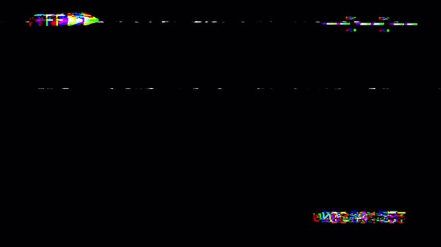 4K VHS FF Fast Forward Playback Screen Overlay with Analog Glitch, Static Interference, Distorted Signal, Timecode, and Black Background Loop 4k video animation seamless loop