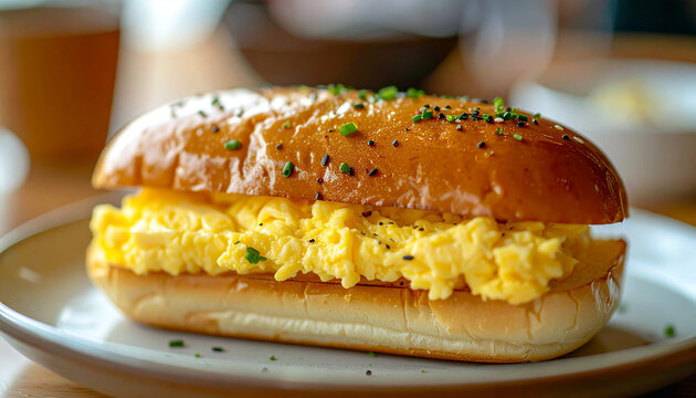 Japanese tamago sando with creamy egg mayo filling, soft milk bread, Tokyo cafe aesthetic. Tasty food