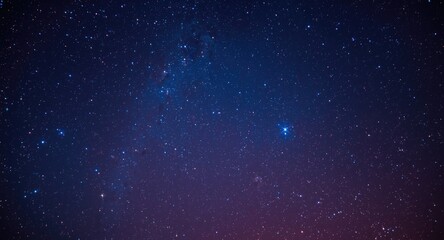 Fototapeta premium Outer space perspective showing stars against colorful blue darkness