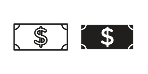 Cash icon collection with multiple styles. EPS10