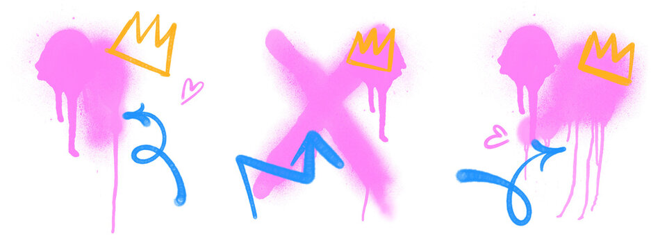 set can spray drips stains with paint drips graffiti style background