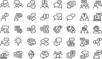 Fototapeta premium Speech and discussion icons for online communication, teamwork, and group collaboration