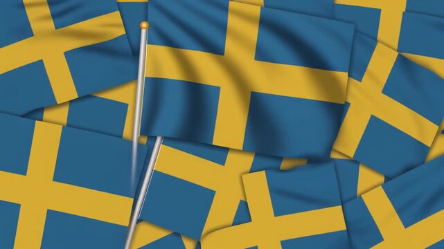 Sweden flag pattern on fabric closeup.