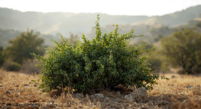 Wild Moorish jara shrub with full leaf coverage in nature setting