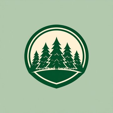 Evergreen forest badge icon vector nature conservation logo design isolated green