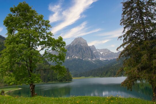 Swiss Alps around Obersee in springtime, Glarus, Switzerland