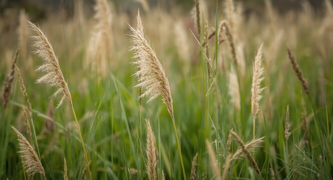Natural spring bloom of field foxtail and meadow foxtail grasses captured in photos